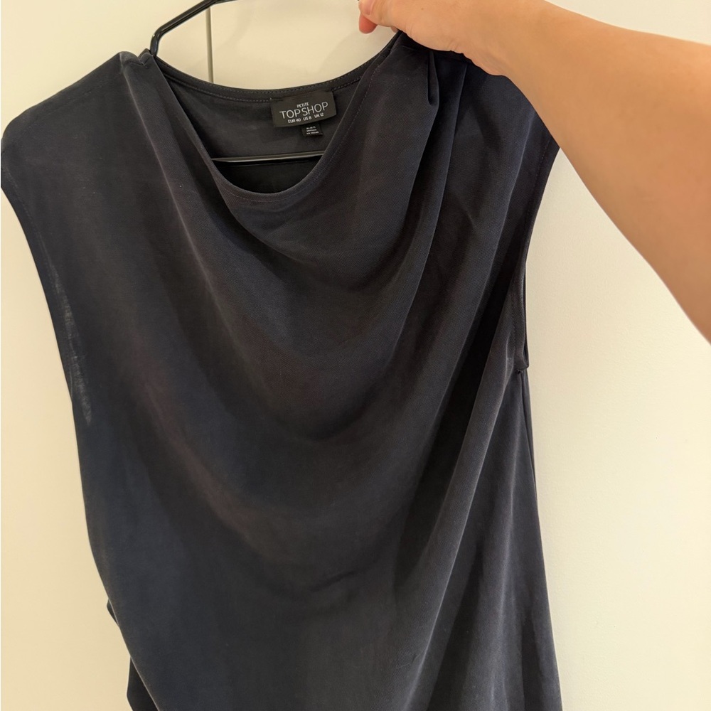 Topshop Black Draped Midi Dress